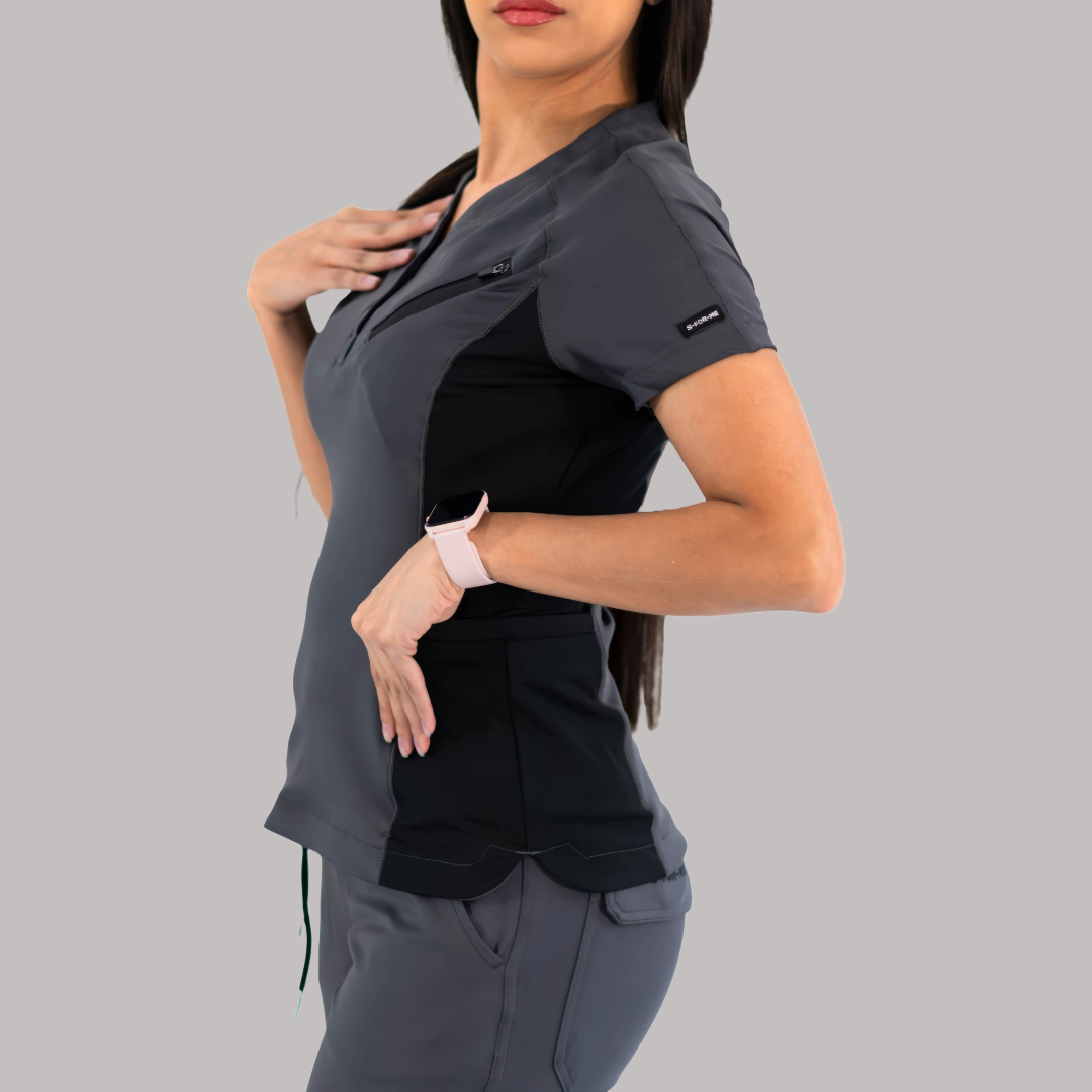 Conjunto Quirúrgico Mujer · Modelo 905 Super Stretch · Gris con Negro