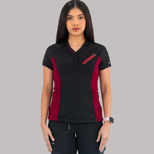 Filipina Quirúrgica Super Stretch Negra - Vino Mujer, Scrubs 905