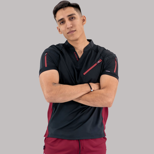 Filipina Quirúrgica Super Stretch Negra/Vino Hombre, Scrubs 905