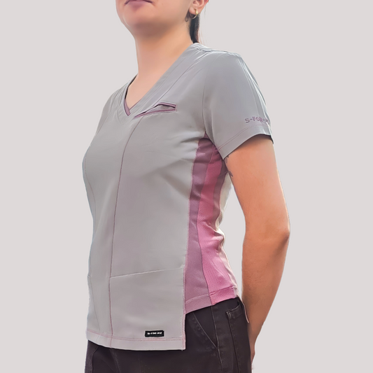 Filipina Quirúrgica Est. 301 Gris/Costado Stretch  Mujer, Scrubs Antifluido
