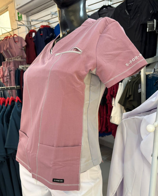 Filipina Quirúrgica Est. 301 Palo de Rosa/Gris/Gris Mujer, Scrubs Antifluido
