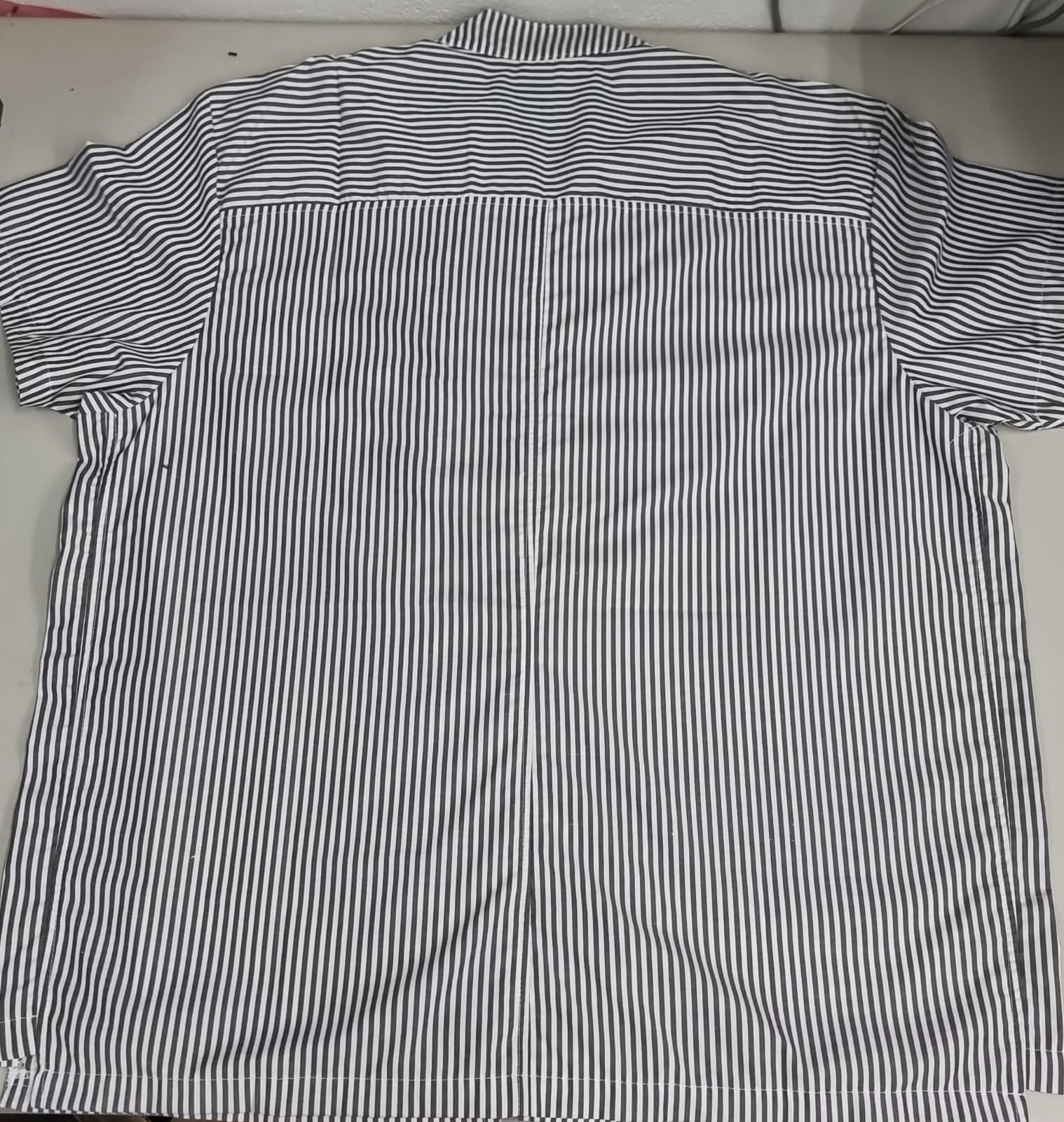 Filipina Mao Lineas Blanco-Gris Oxford Con cierre Hombre