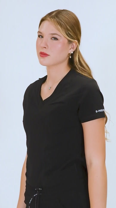Filipina Quirúrgica  Est. 300 Negra/Costado Stretch Negro Mujer, Scrubs Antifluido