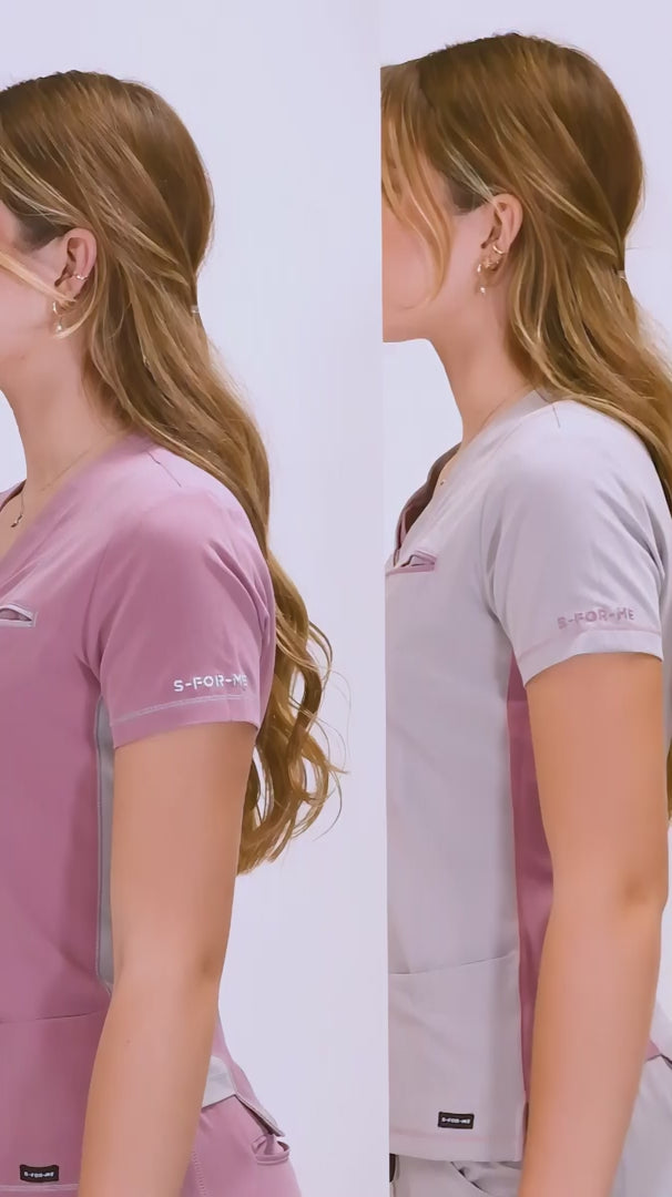 Filipina Quirúrgica Gris Perla/Rosa Mujer Antifluido, Scrubs 300