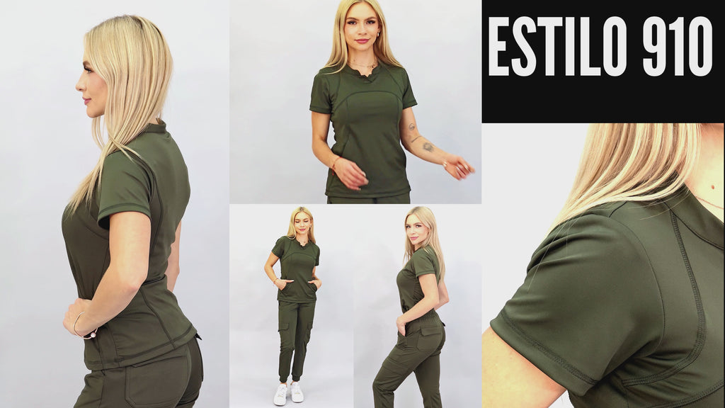 Conjunto Quirúrgico Verde Pino para Mujer – Estilo 910 | Super Stretch Slim Fit