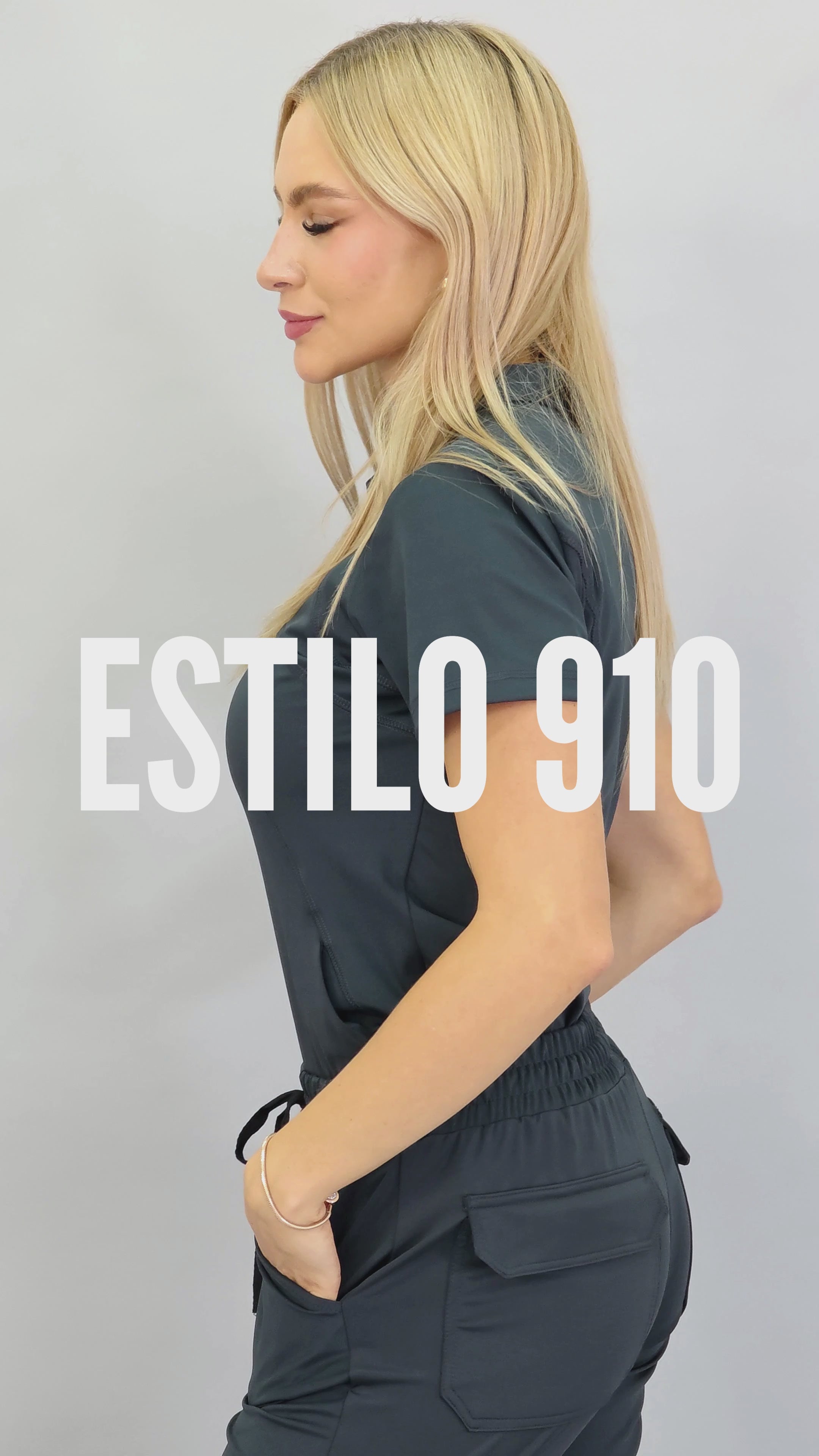 Filipina Quirúrgica 910 Gris Oxford Mujer, Super Stretch, Scrubs 910