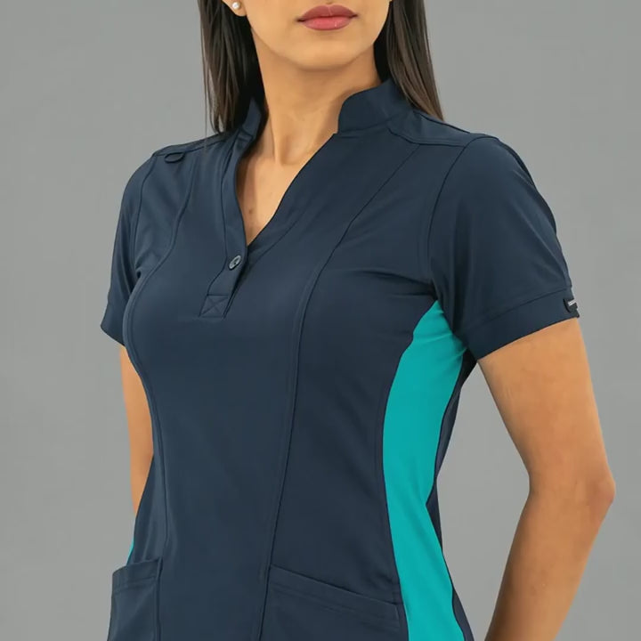 Filipina Médica para Mujer Modelo 930 Azul Marino/Teal Superstretch