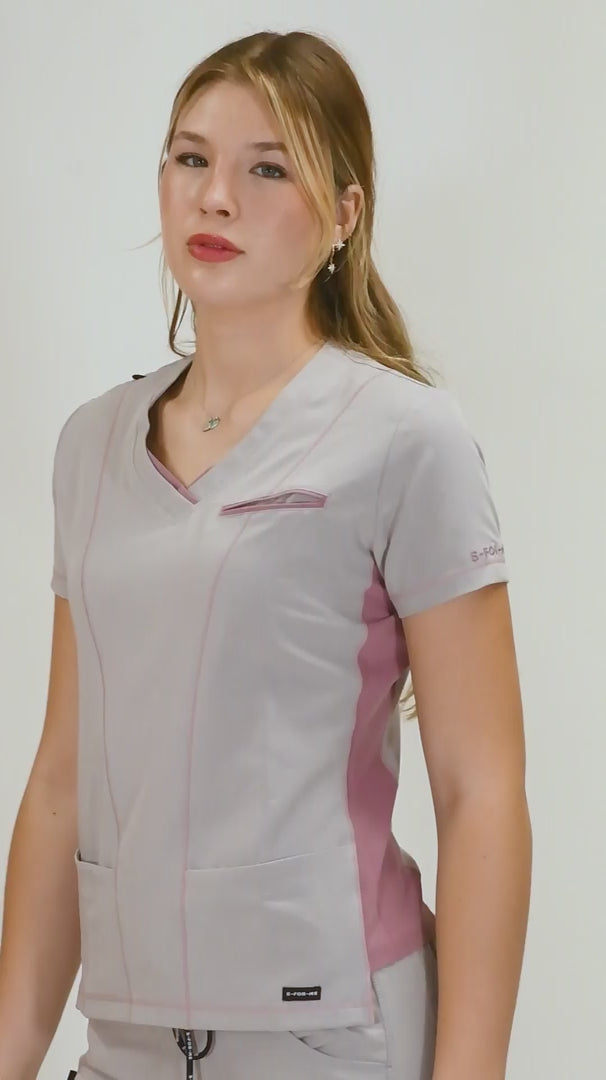 Filipina Quirúrgica Gris Perla/Rosa Mujer Antifluido, Scrubs 300