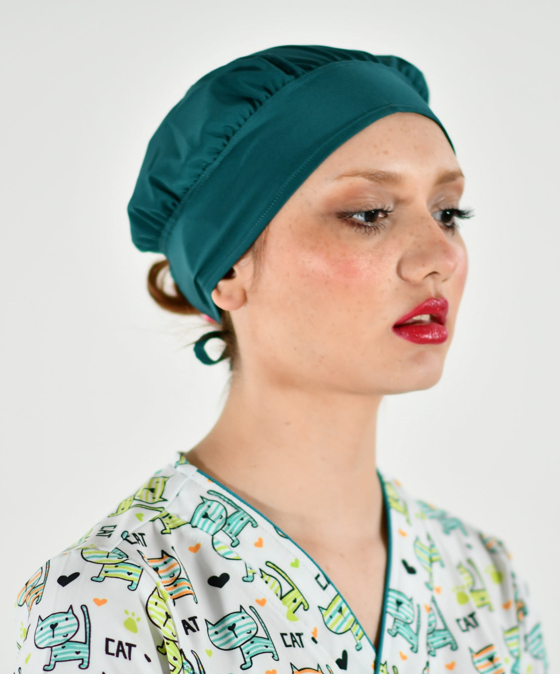 Green Surgical Cap FourWays Unisex Strech