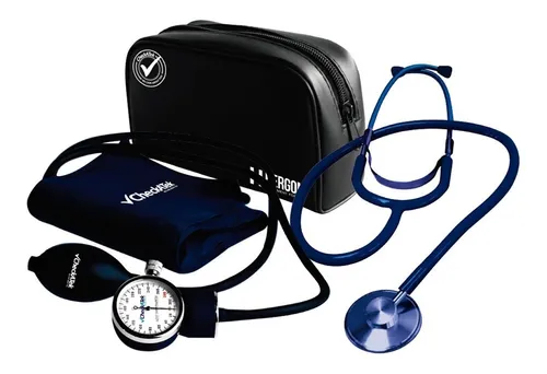 Popular Blue Aneroid Blood Pressure Monitor Kit (Includes Stethoscope)